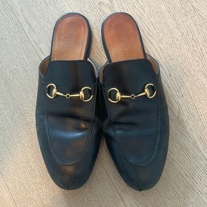 GUCCI black Princetown leather loafer slipper size 38.5